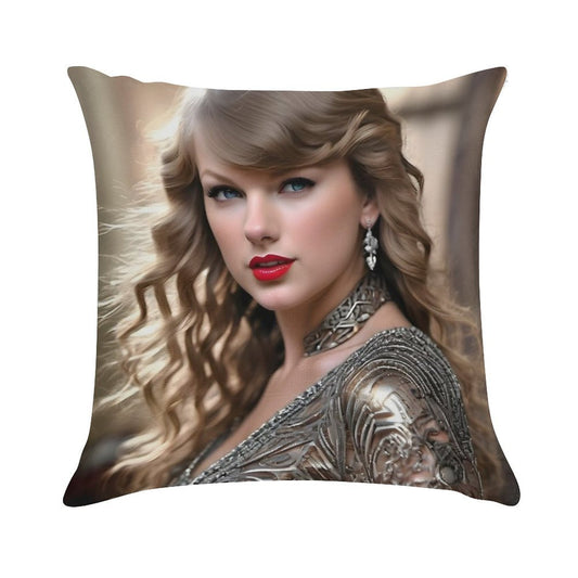 Taylor Swift Portrait V2 Soft Short Plush Fabric Throw Pillow