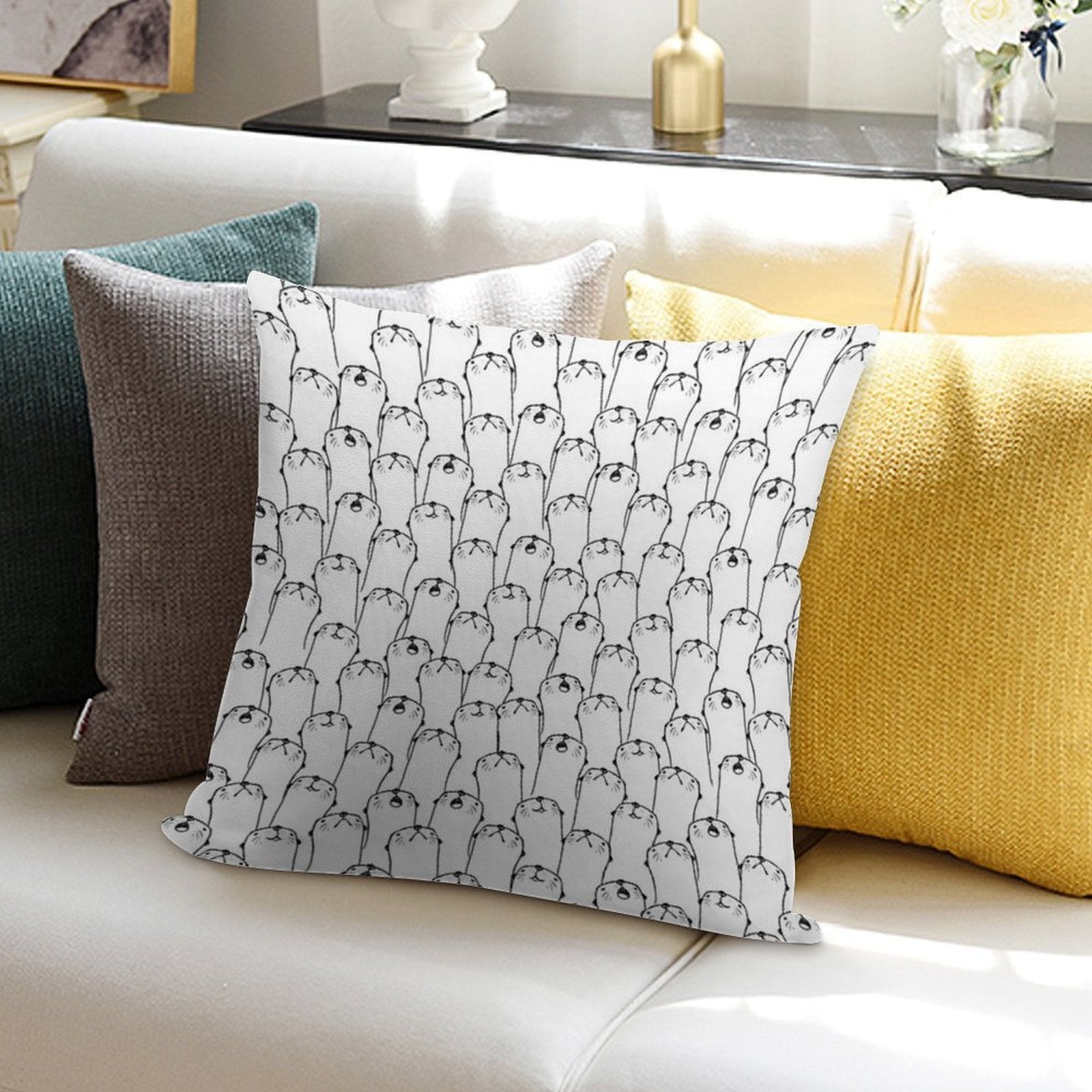 Otter Pattern Soft Shrink-Resistant Throw Pillow