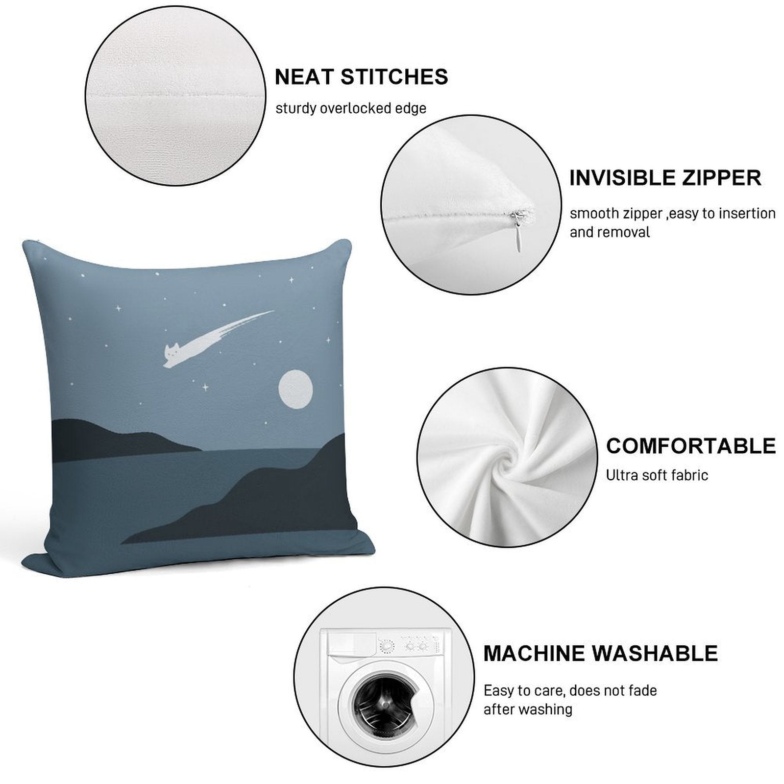 Cat Landscape 43 Soft Durable Construction Throw Pillow