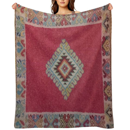 Vintage Moroccan Turkish Rug-Kelim Ethnic Woven Aztec Oriental  Carpet Eco-conscious Throw Blanket