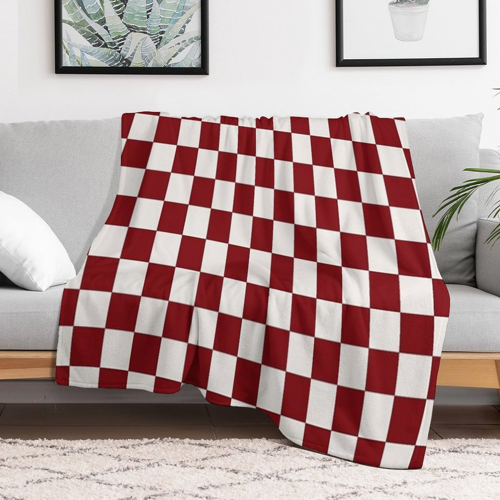 Checkerboard Cherry & Cream Machine-washable Throw Blanket