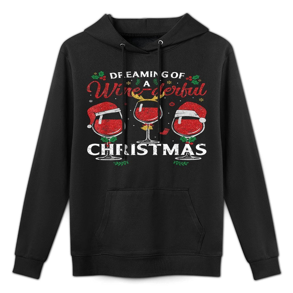 Dreaming of A Wine-derful Christmas Funny Holiday Wine Xmas Casual Wear Hoodie