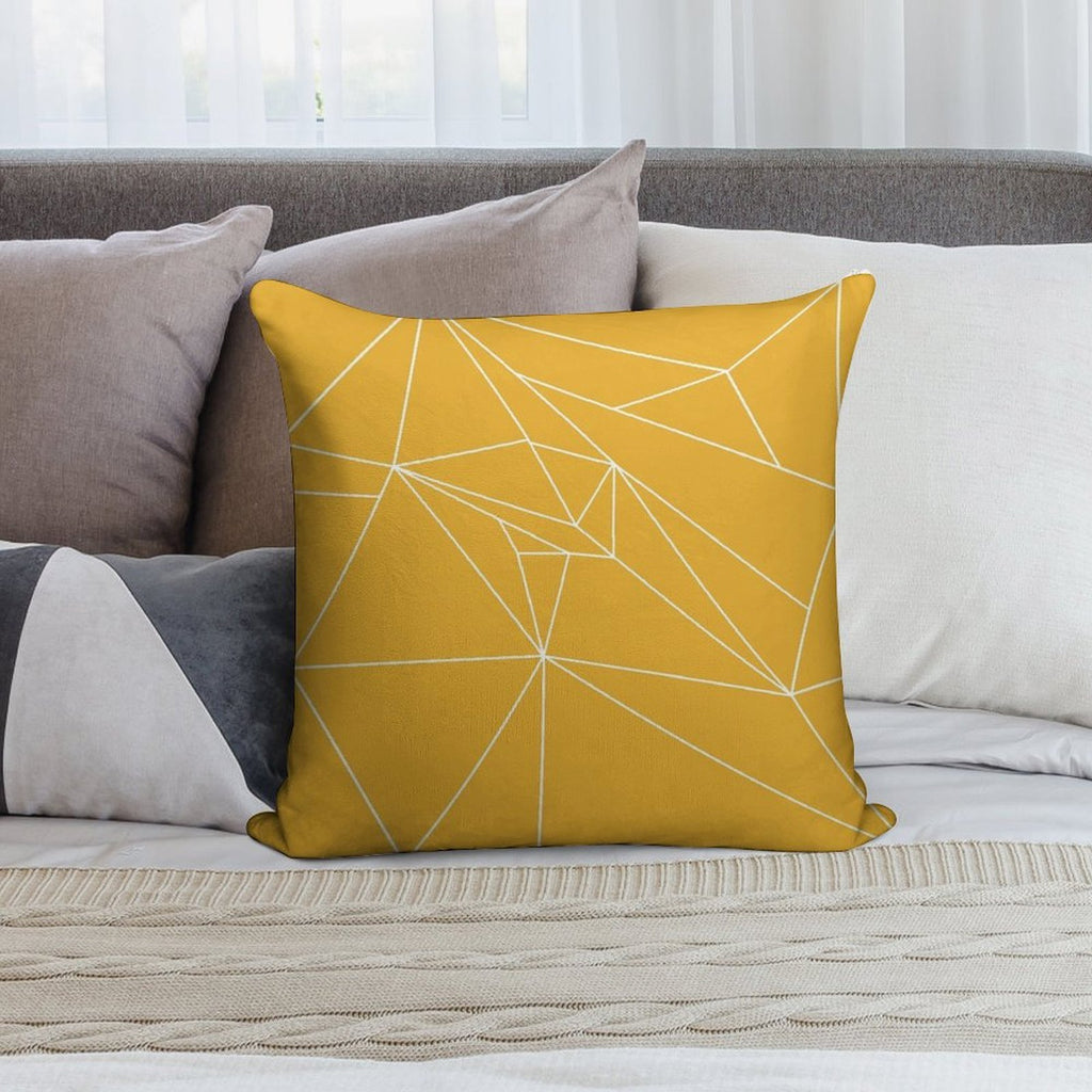 Yellow And White Geometric Lines Soft Anti-Pilling Throw Pillow
