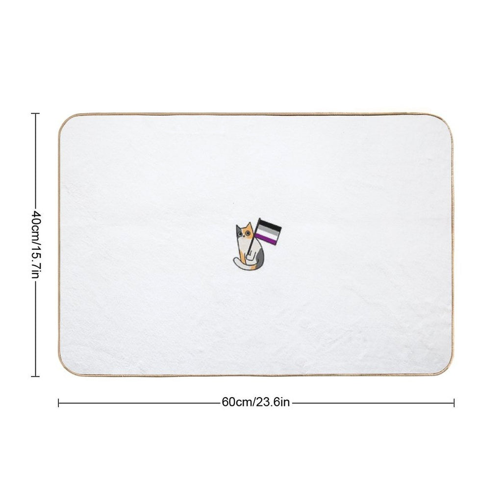 Asexual Pride Flag Calico Cat Sticker  Dirt-Trapping Bath Mat