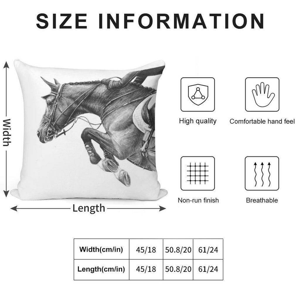 Flick - Showjumping Horse Soft Style Accent Throw Pillow