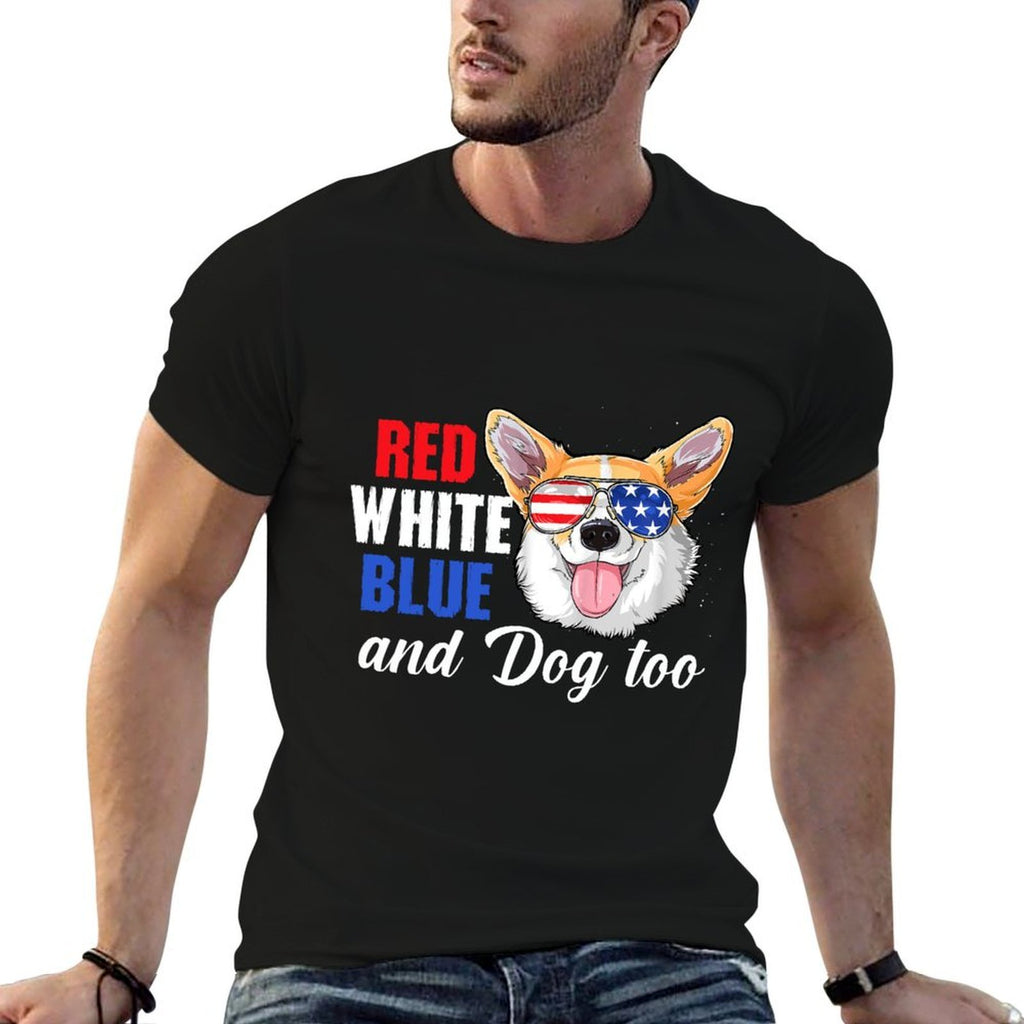 Red White Blue And Corgi Too Funny Dog 4th Of July  Soft T-Shirt