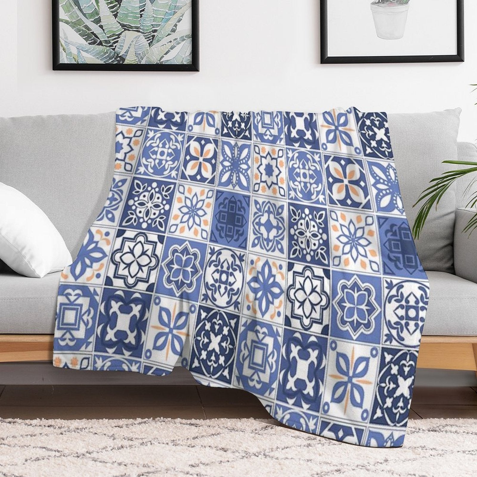 Blue Portuguese Tile Quick-dry Throw Blanket