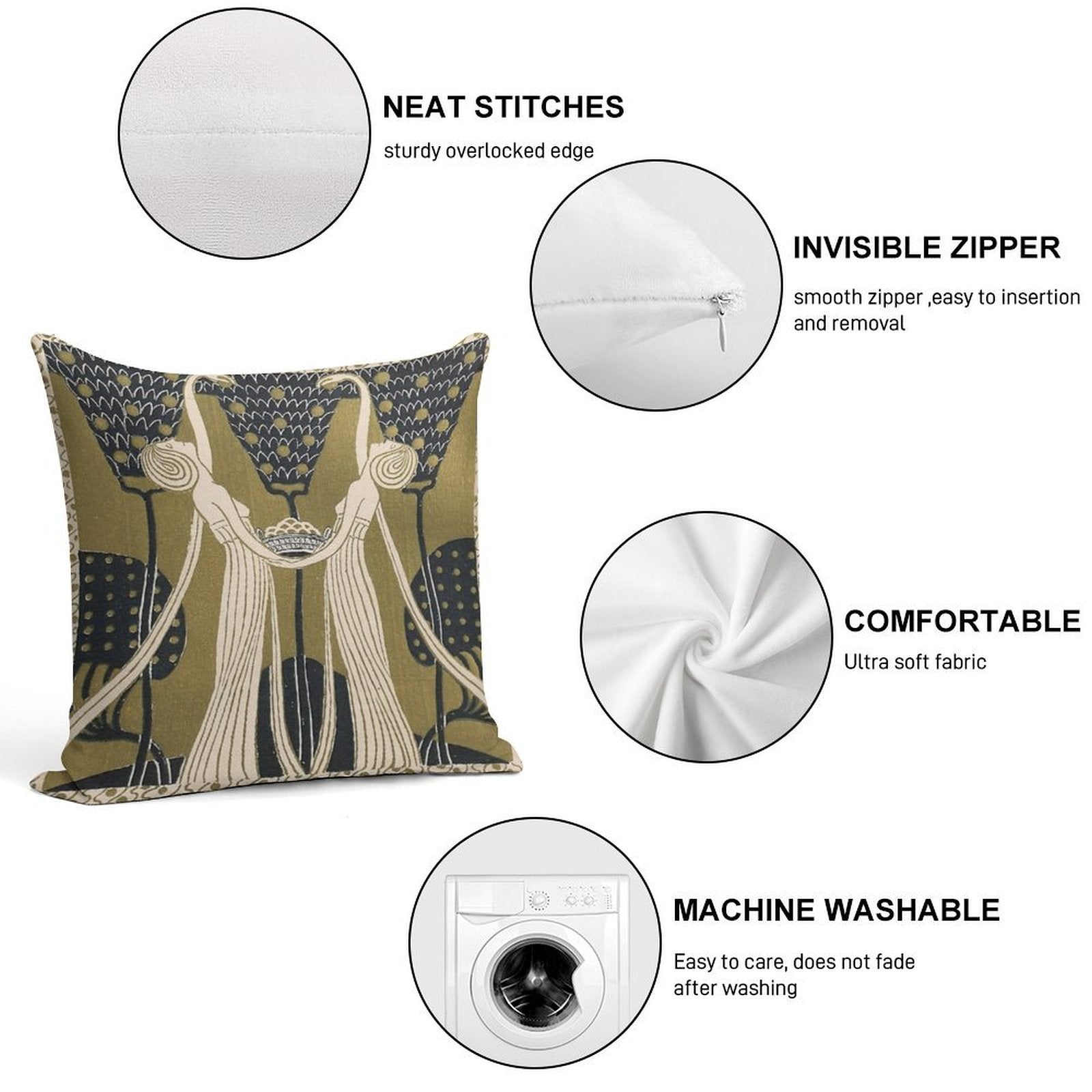 Art Nouveau Women Soft Durable Construction Throw Pillow