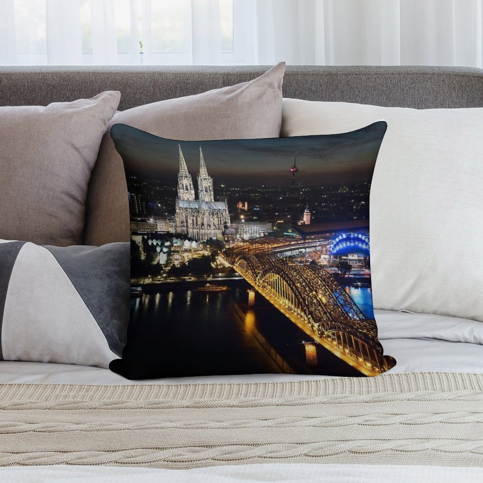 Cologne Cathedral Soft Durable Construction Throw Pillow