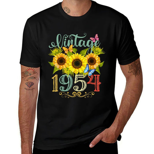 Sunflower Floral Butterfly Vintage 1954 Funny 70th Birthday  Versatile T-Shirt