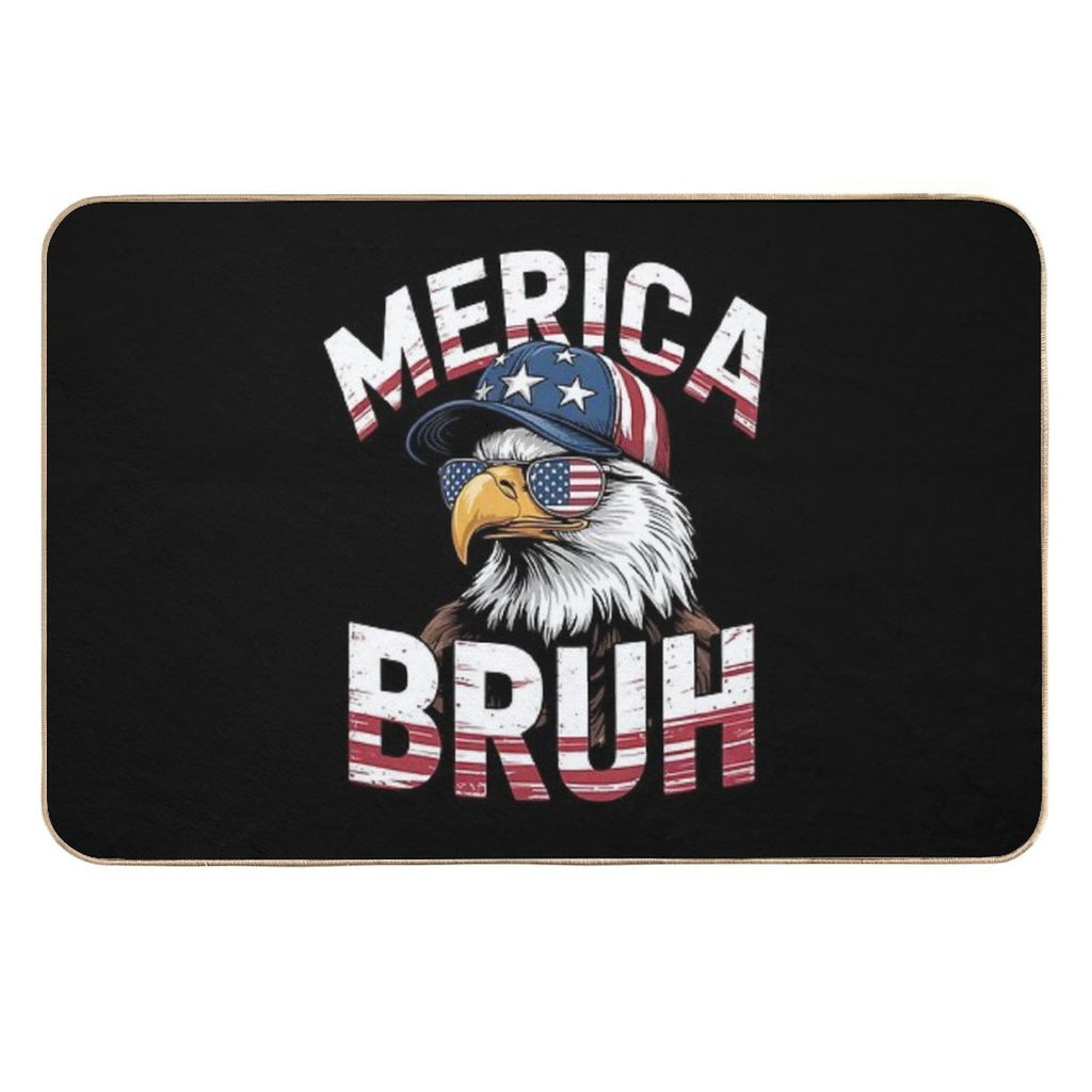 Bruh Fourth 4th Of July Eagle American Patriotic  Fade-Resistant Bath Mat