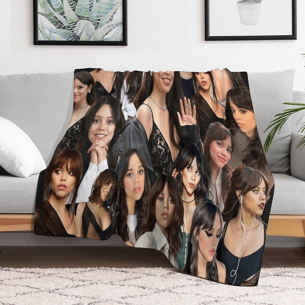 HIGH QUALITY Jenna Ortega Photo Collage Shrink-resistant Throw Blanket