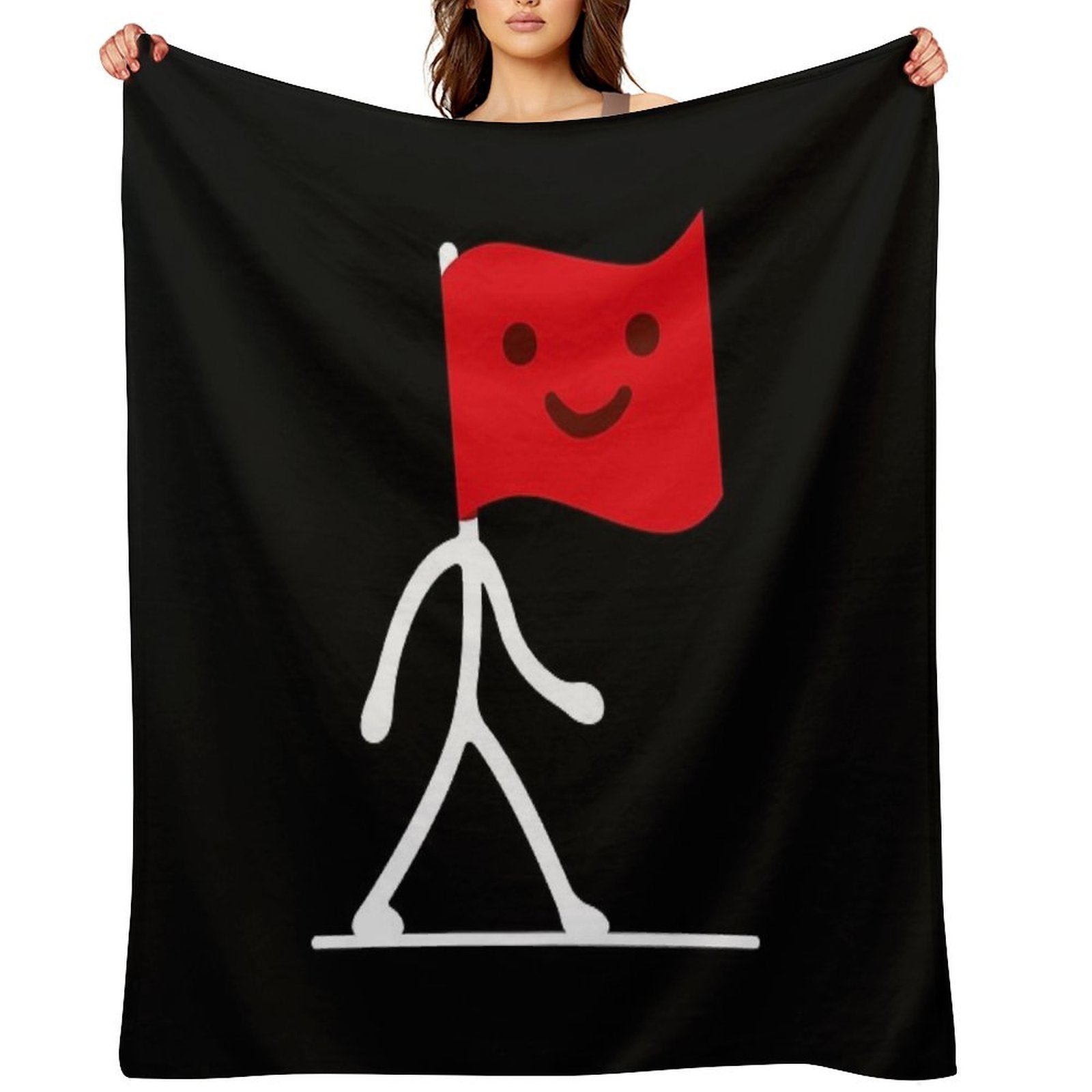 Walking Red Flag Velvety-soft Throw Blanket