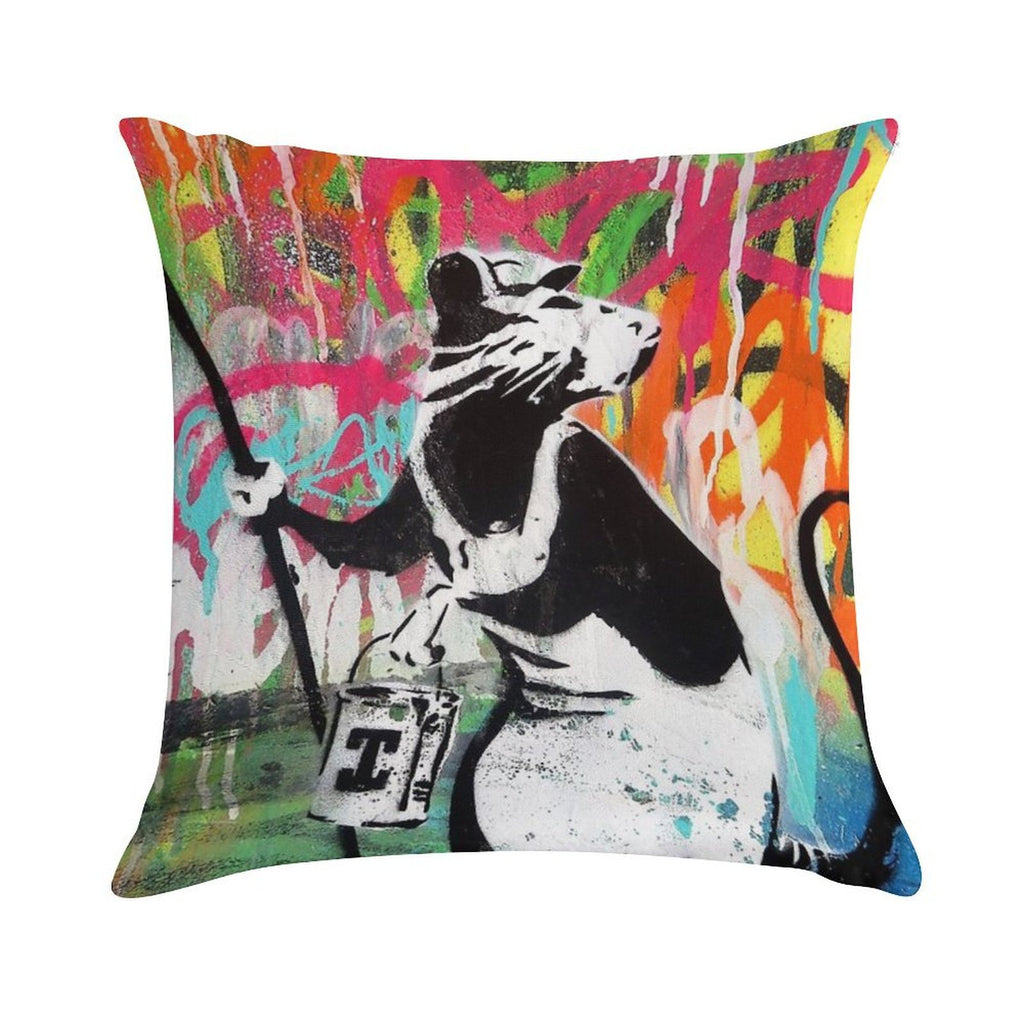 Banksy The Rat  Graffiti Street Art  Best Street Artist in The World Soft Anti-Pilling Throw Pillow