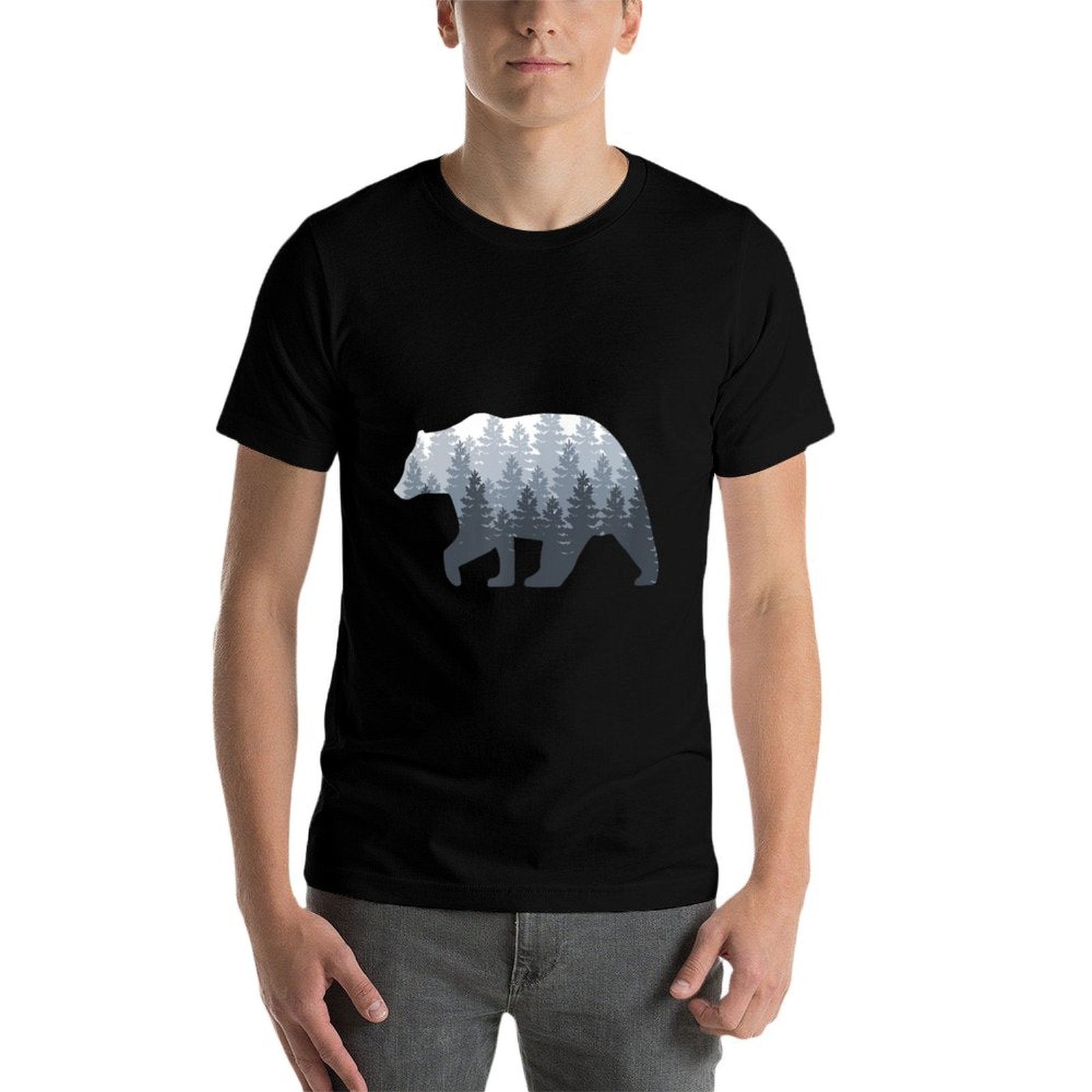 Bear Nature Wilderness And Forest Landscape  Cotton T-Shirt