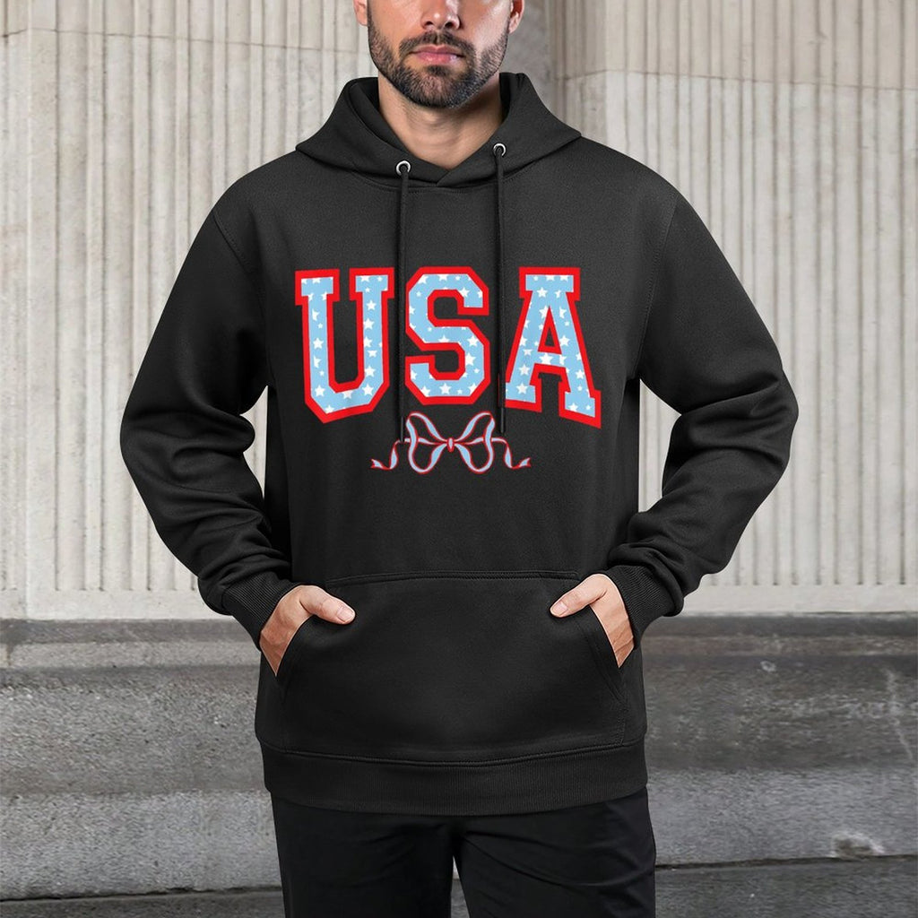 USA 1776 American Patriotic America 4th Of July Coquette Bow Pilling-Resistant Hoodie