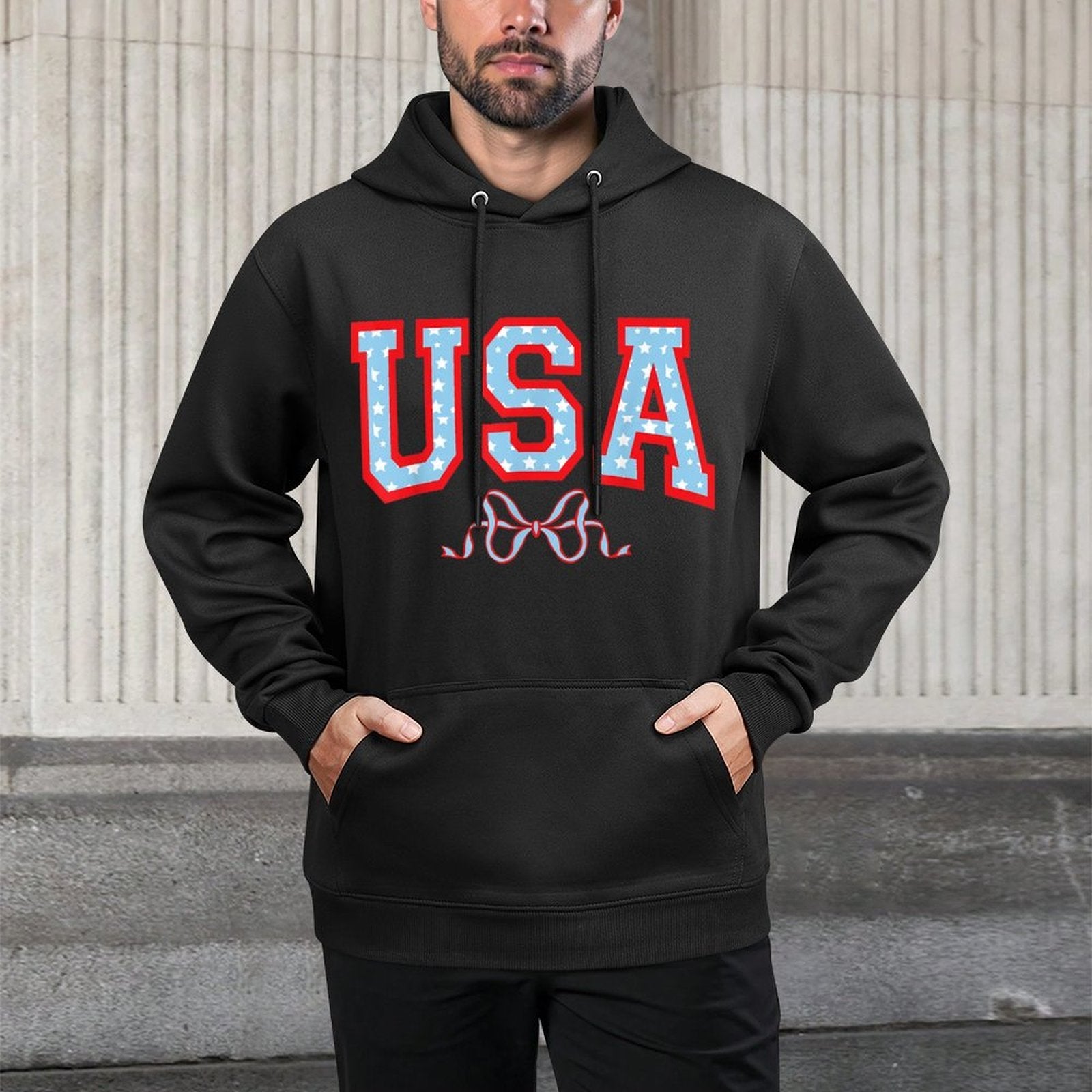 USA 1776 American Patriotic America 4th Of July Coquette Bow Pilling-Resistant Hoodie