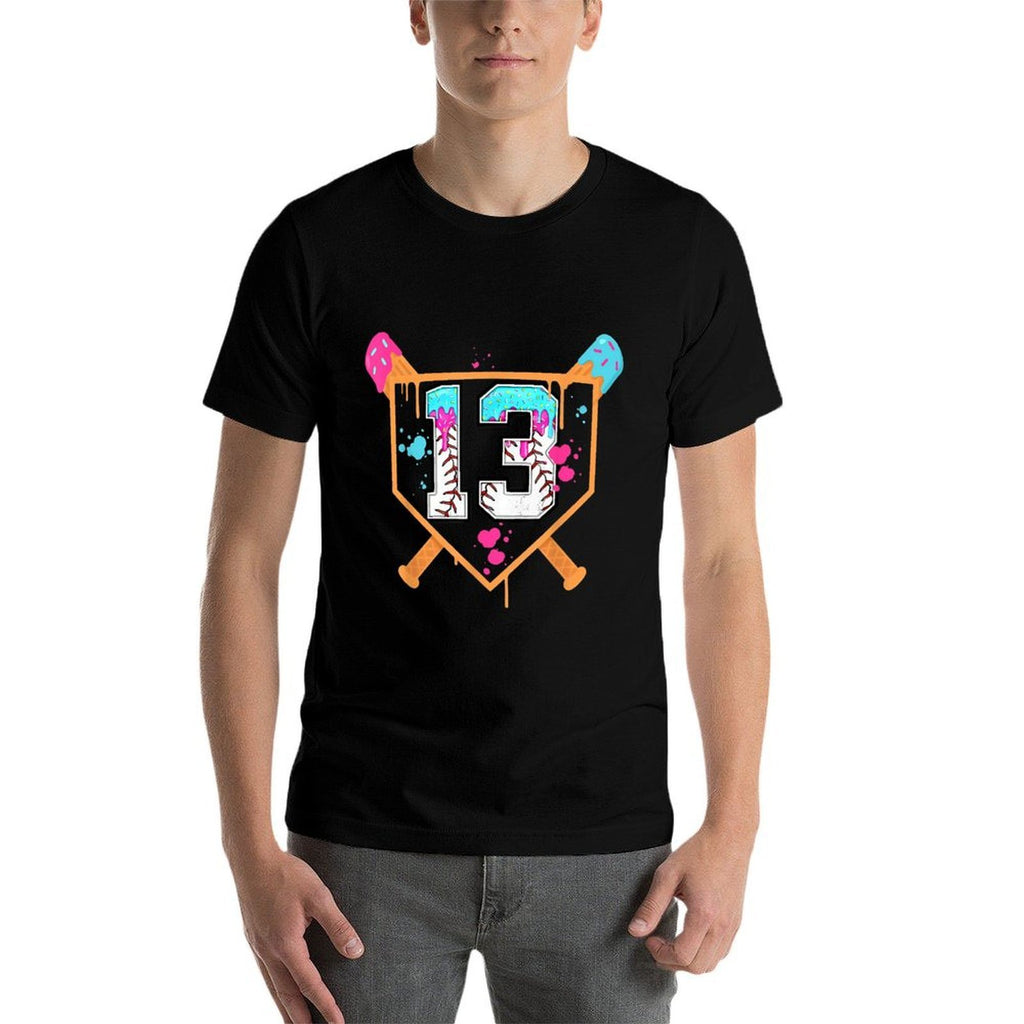 Baseball 13th Birthday Ice Cream Drip 13 Years Old Bday Boy  Relaxed-fit T-Shirt