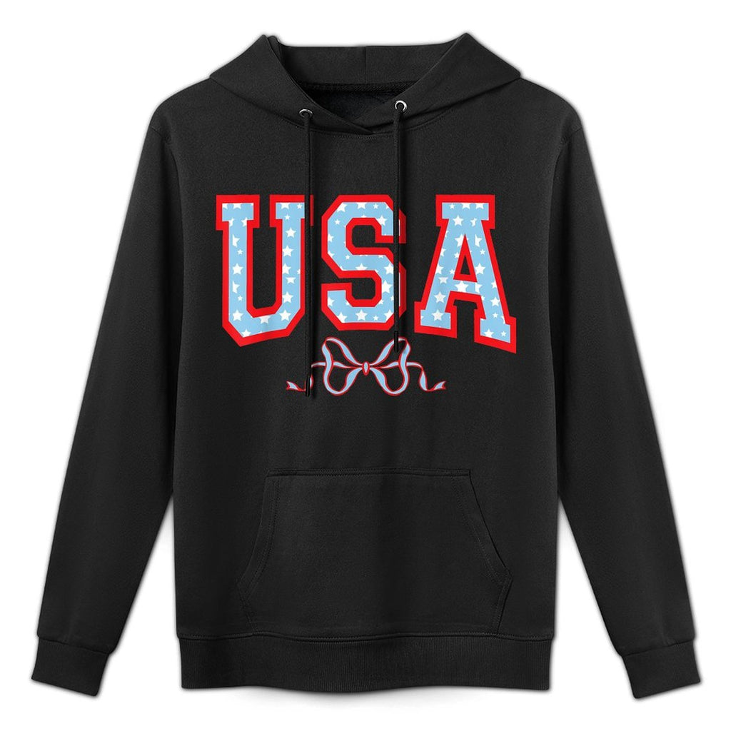 USA 1776 American Patriotic America 4th Of July Coquette Bow Pilling-Resistant Hoodie