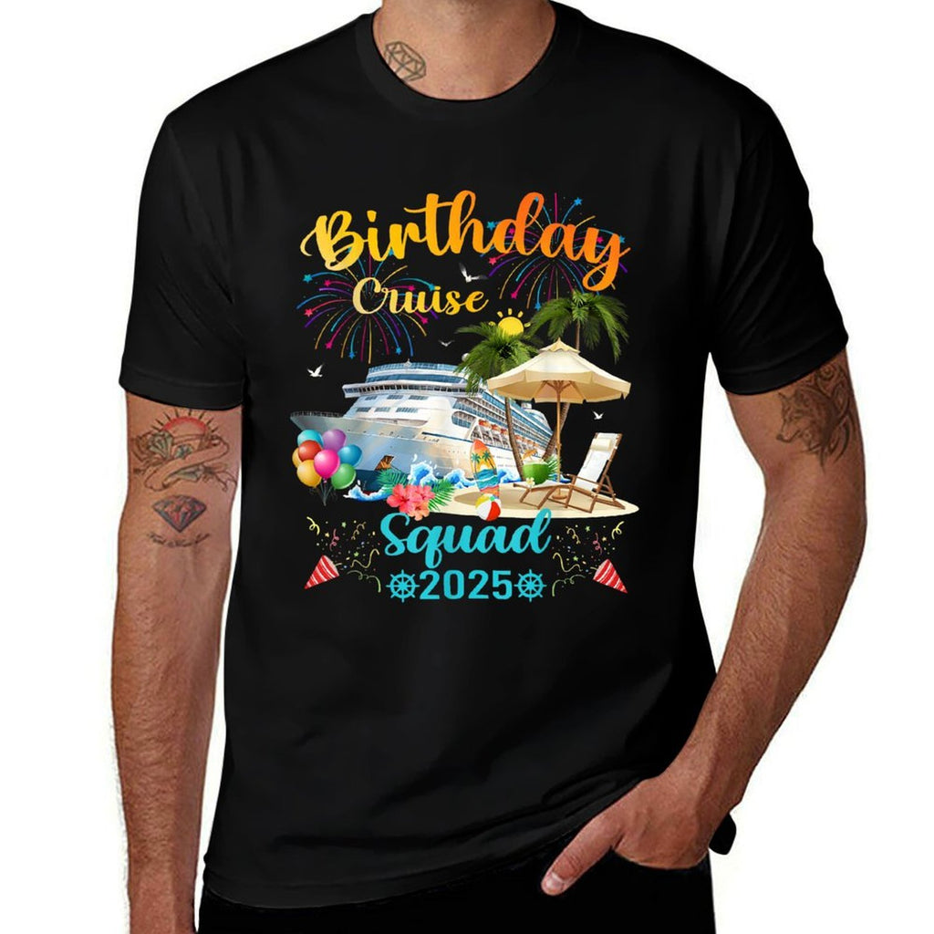 Birthday Cruise Squad 2025  Vintage-inspired T-Shirt