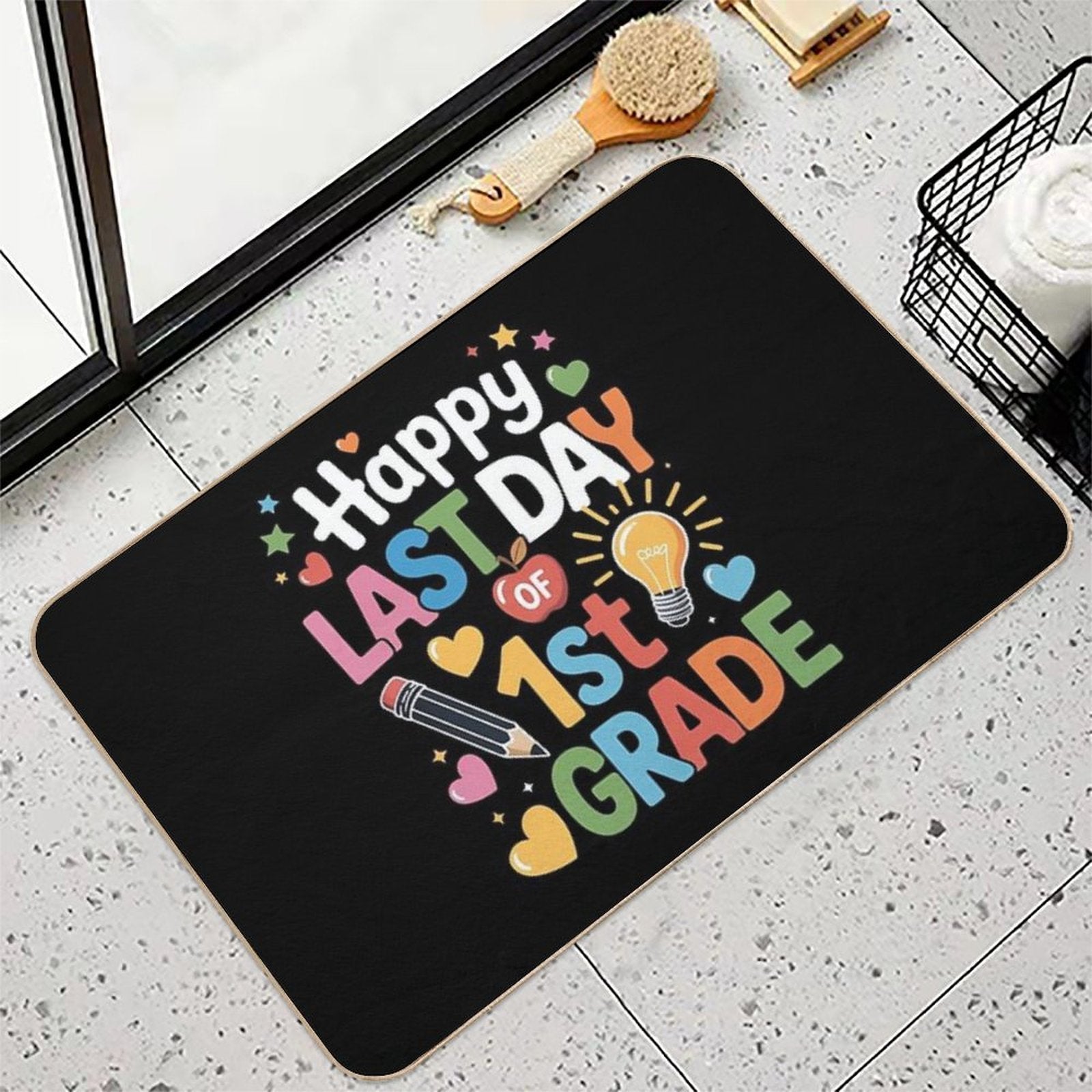 Happy Last Day of 1st Grade Teacher Graduation Hello Summer  Versatile Bath Mat