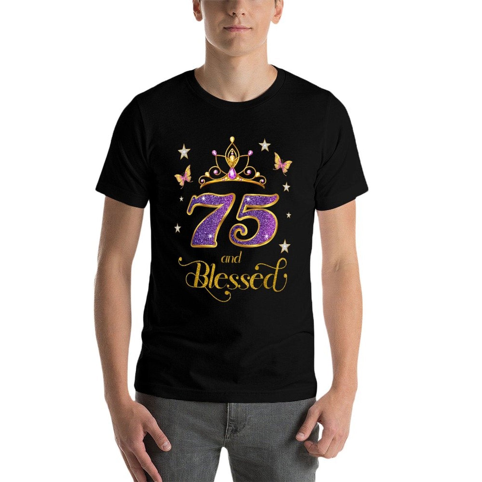75 And Blessed 75 Years Old Birthday 75th Birthday  Trendy Pattern T-Shirt
