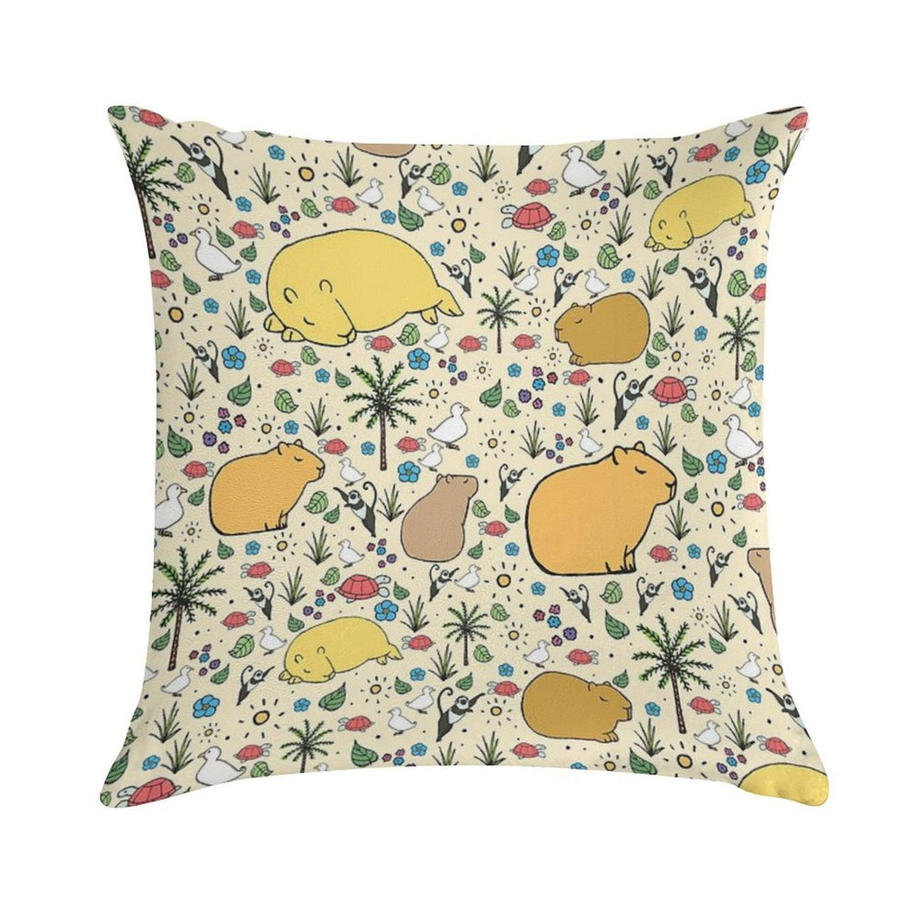 Capybaras in Gold Soft Bedroom Essential Throw Pillow