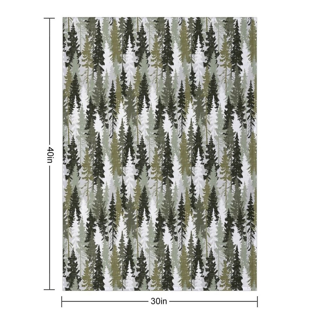 Pine Tree Forest  Olive Machine-washable Throw Blanket