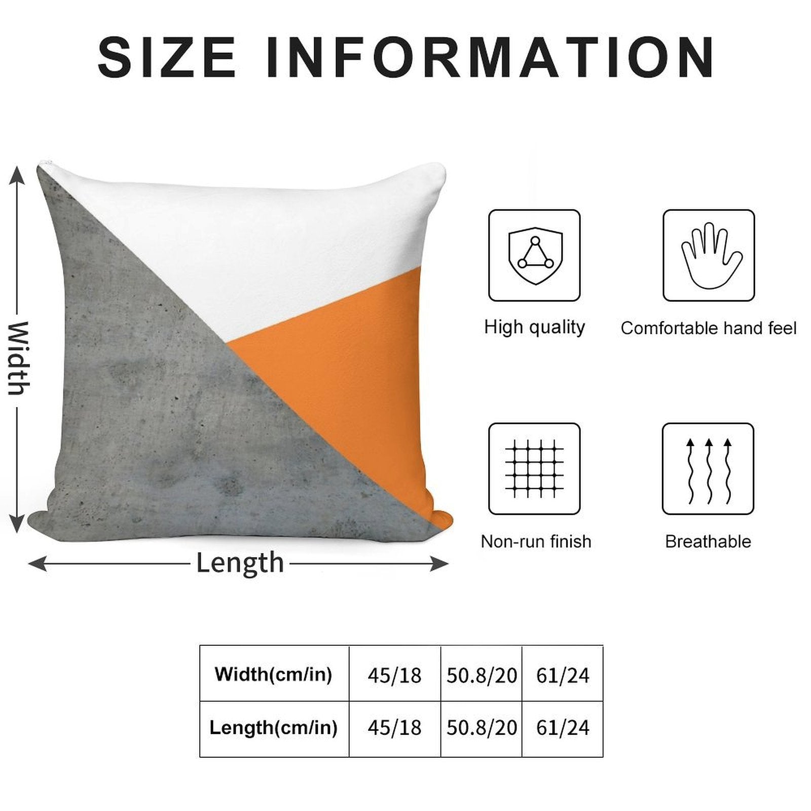 Concrete Grey And Orange Geometric Background Soft Style Accent Throw Pillow