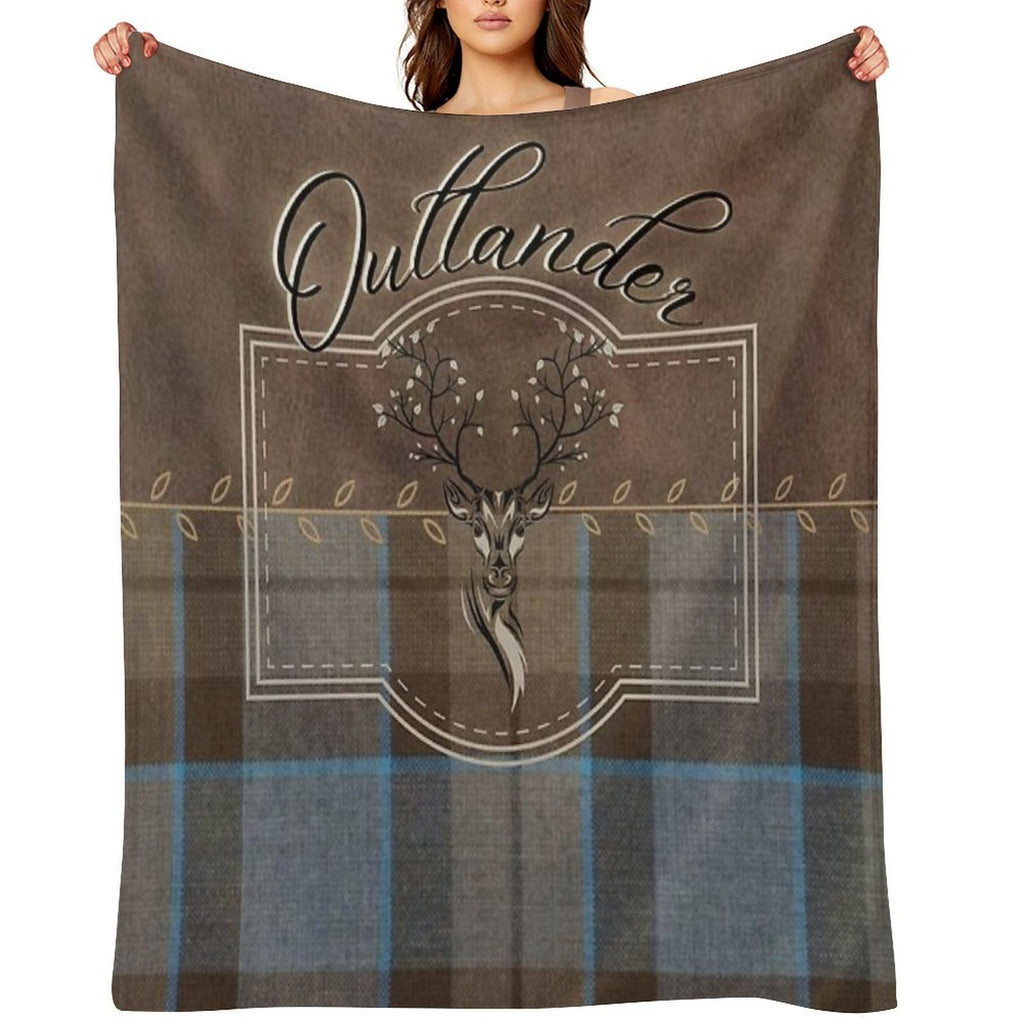 Outlander - Leather And Tartan with Stag Durable Throw Blanket