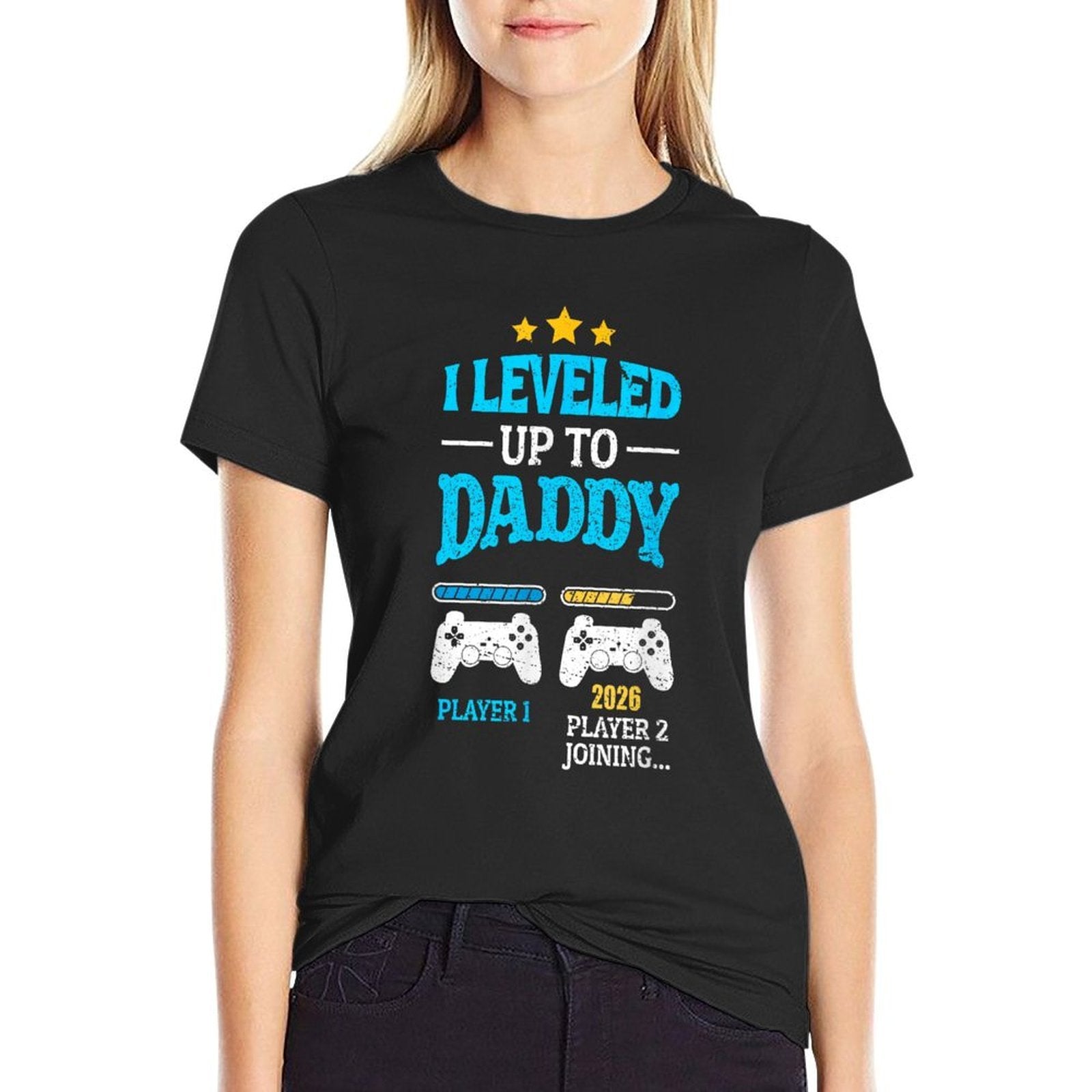 New Dad Fathers Day Leveled Up To Daddy 2026 Level Unlocked  Oversized Silhouette T-Shirt