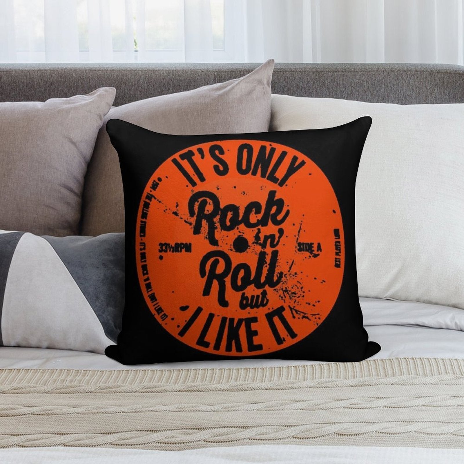 ITS ONLY ROCK N ROLL Soft High-Density Material Throw Pillow
