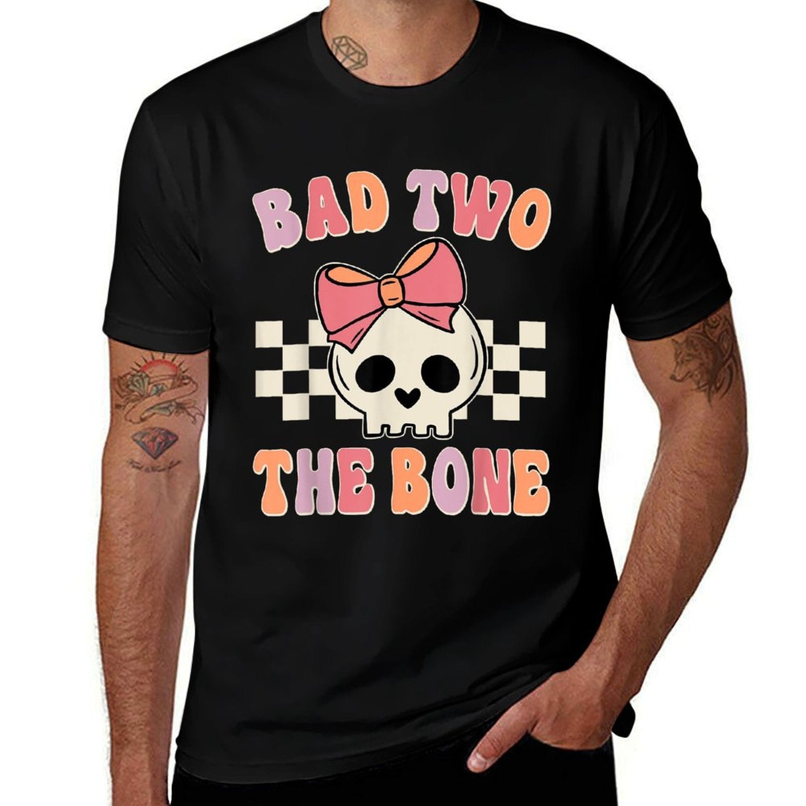 Bad Two The Bone 2nd Birthday 2 Years Old Kid Girl  Heathered Texture T-Shirt