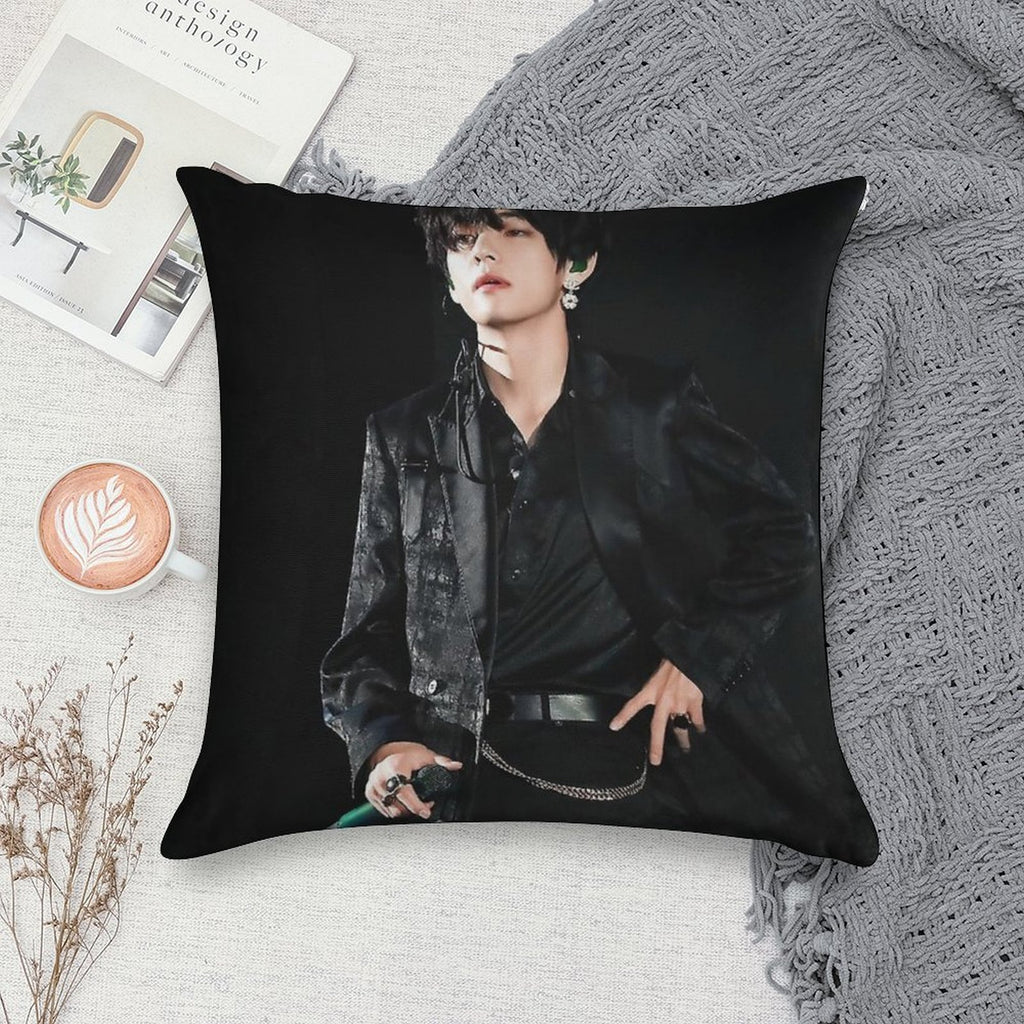 V in All Black Soft Hidden Zipper Throw Pillow