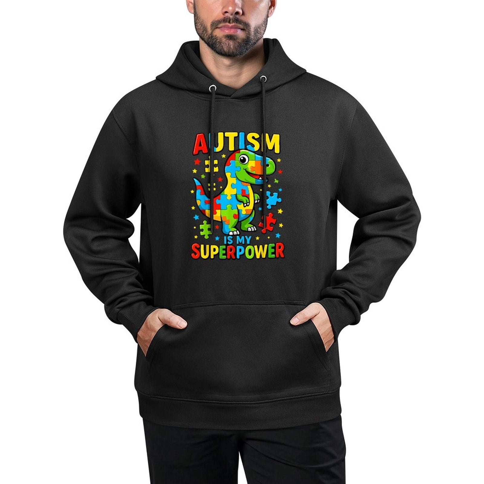 Autism Is My Superpower Autism Awareness T-Rex Dino Shape Retention Hoodie