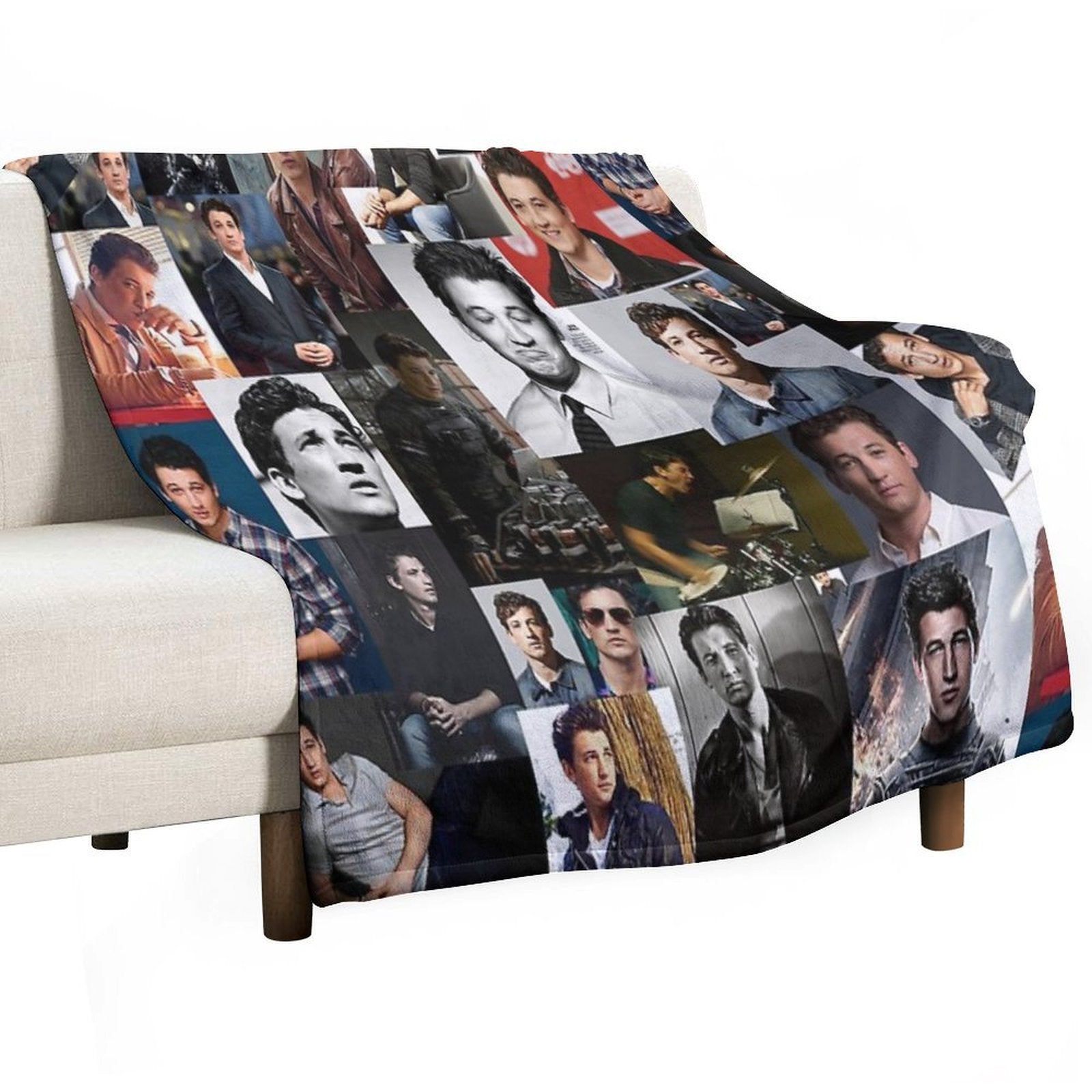 Miles Teller Abstract Square Photos Seamless Collage All-season Throw Blanket