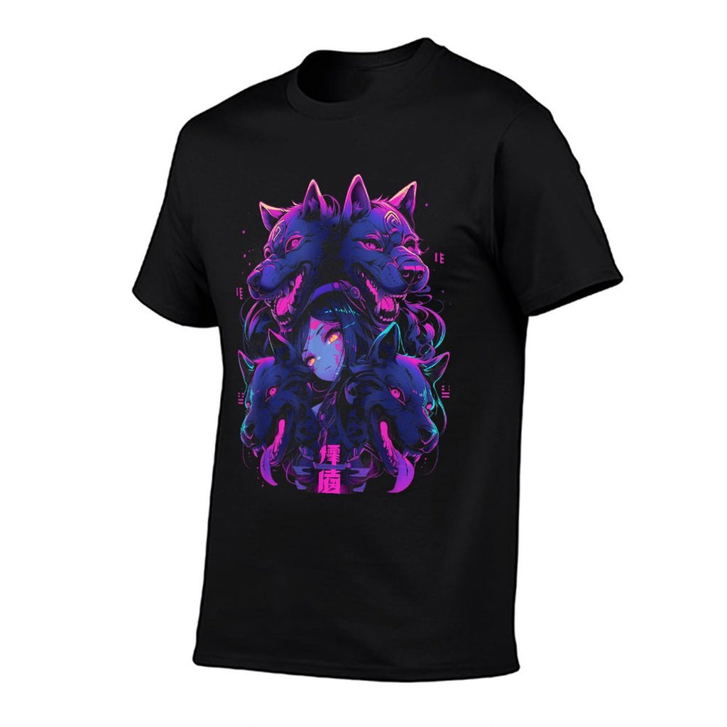 Anime Manga Cyberpunk Aesthetic Techwear Harajuku  Wolf  Relaxed-fit T-Shirt
