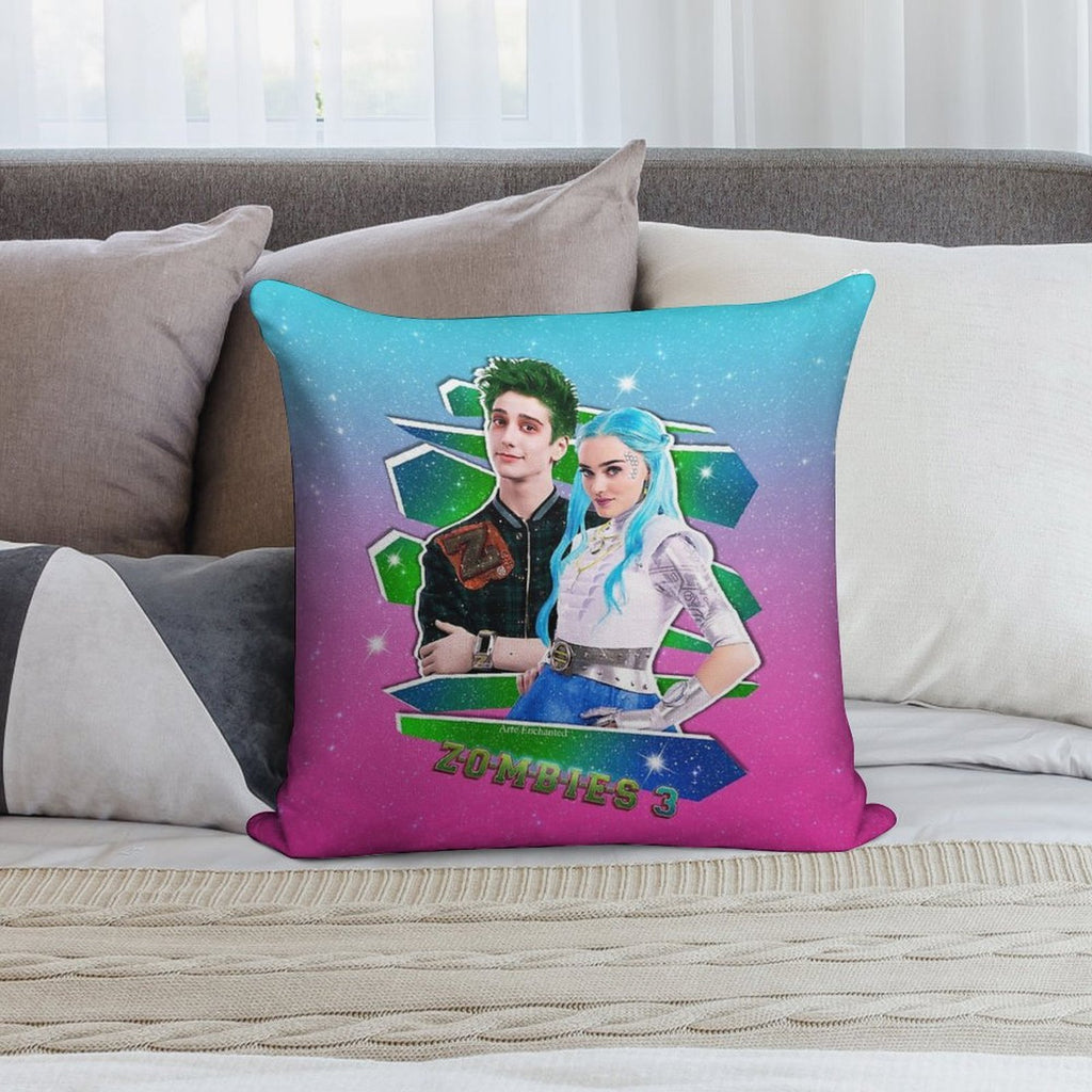 Zombies 3 - Milo And Meg - Zed And Addison - Galaxy Love Glitter Soft Home Decor Throw Pillow