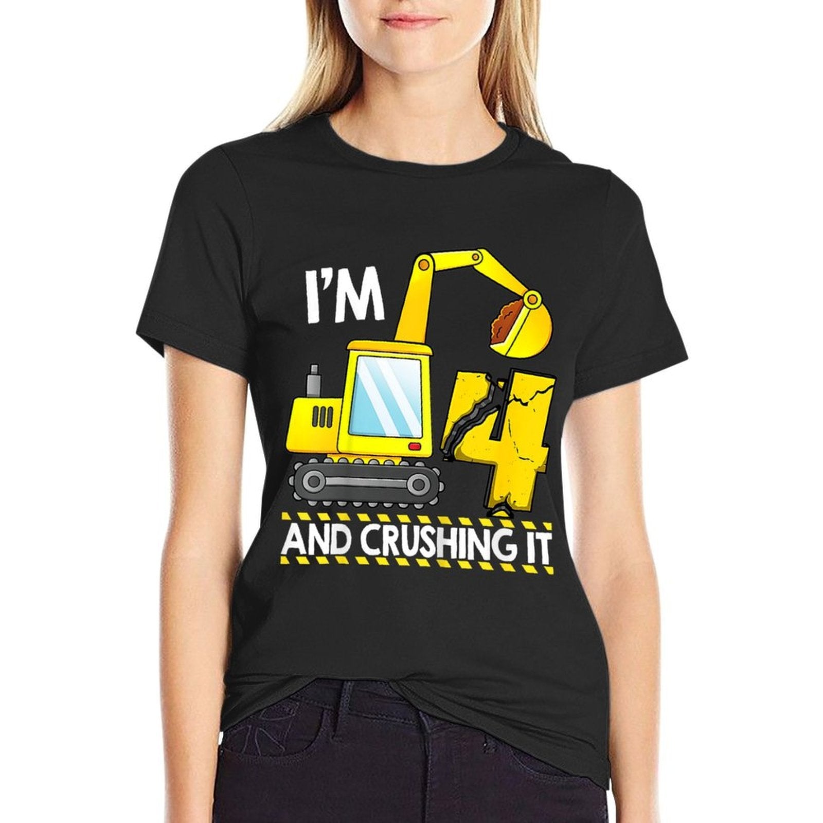 Kids Four 4yr 4th Birthday Boy Construction Truck 4 Years Old Son  Moisture-wicking T-Shirt