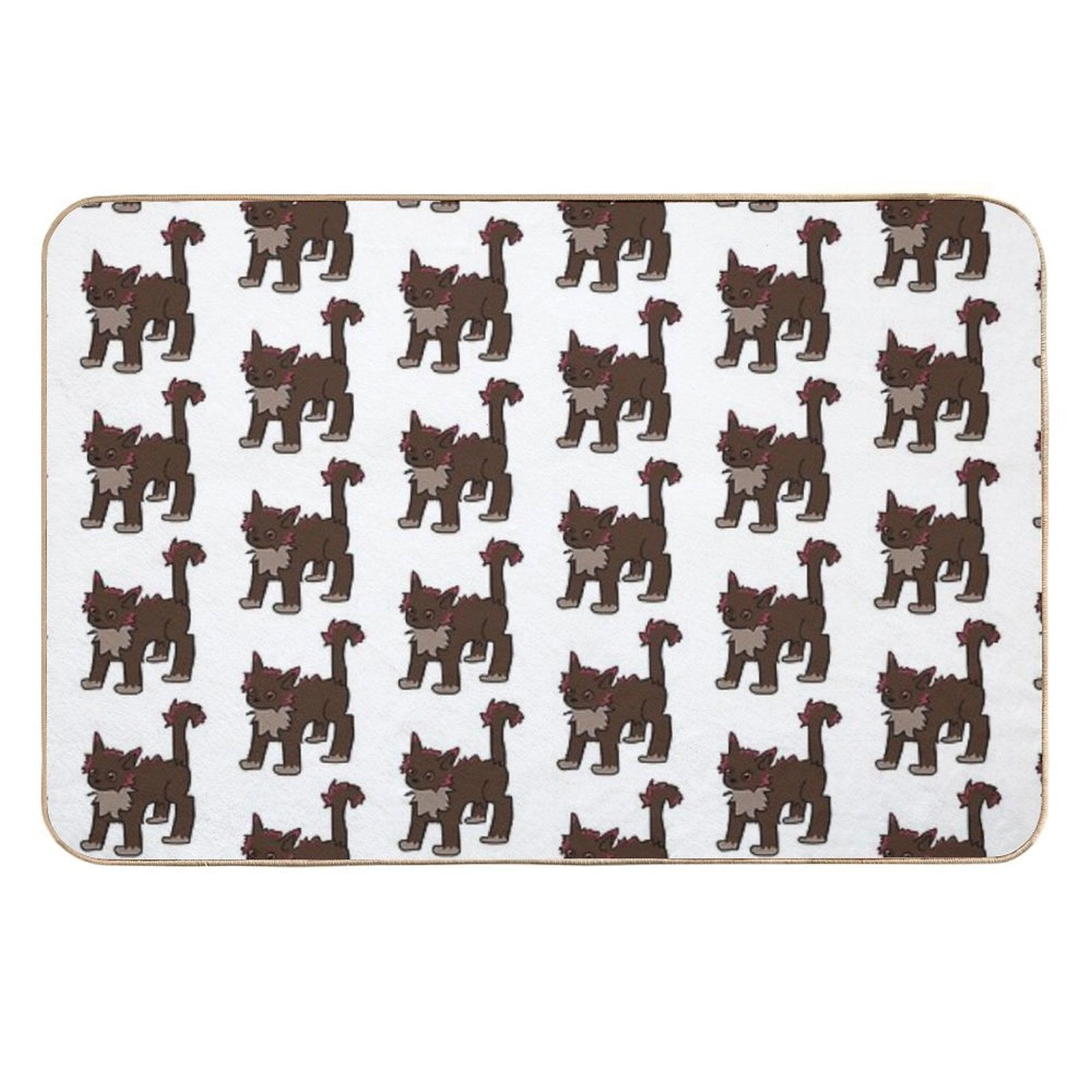 Spooked Brown Cat with Pink Highlights  Easy Maintenance Bath Mat