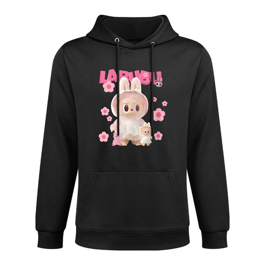 Womens Funny Labubu Lover Cute Labubu The Monsters Pink Kangaroo Pocket Hoodie