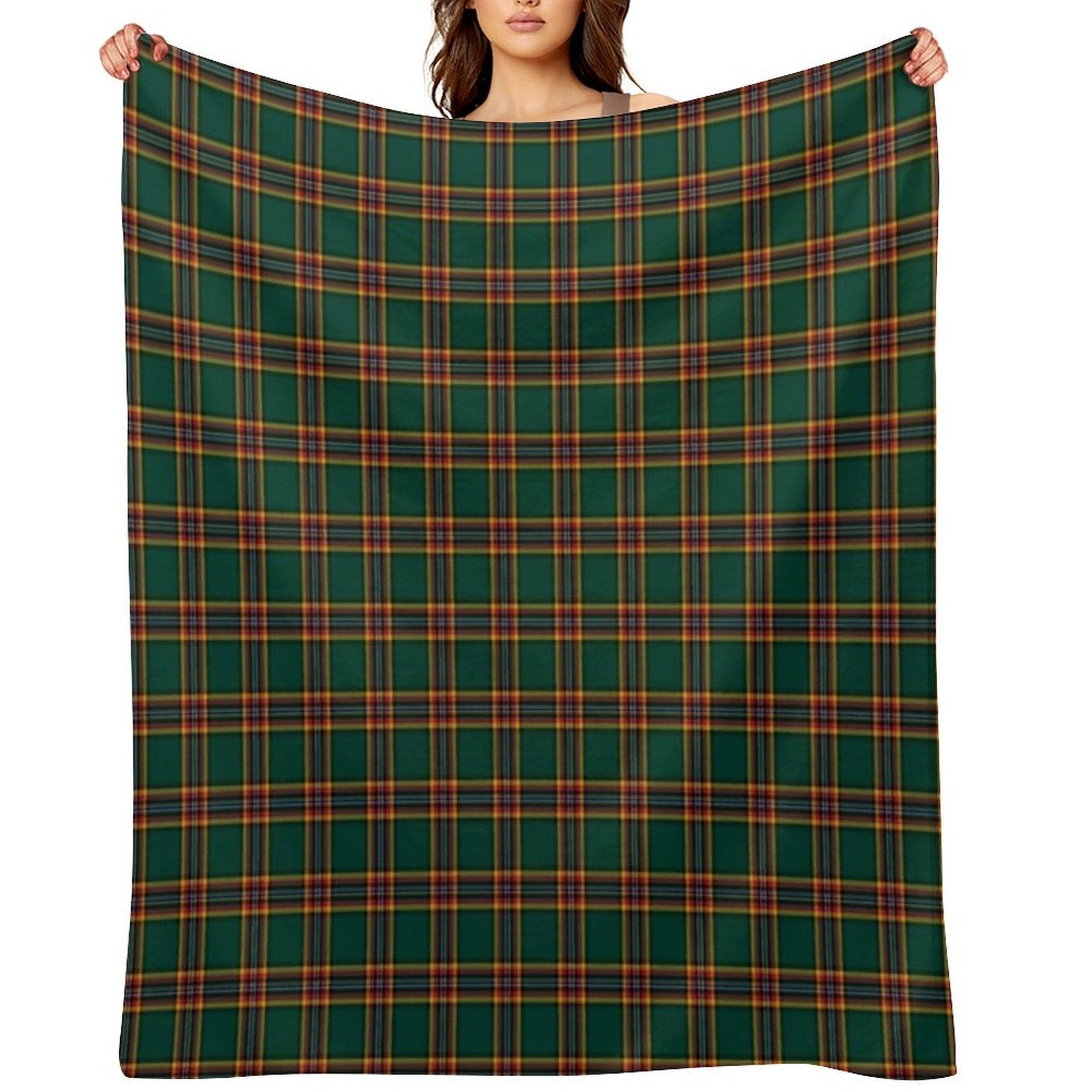 Moran Tartan Forest Green Irish Plaid Premium Throw Blanket