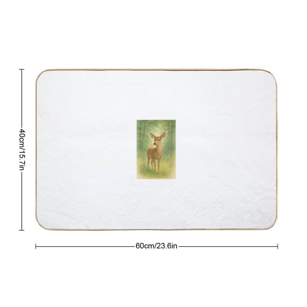 A Deer in The Forest with A Buttercup  Absorbent Bath Mat