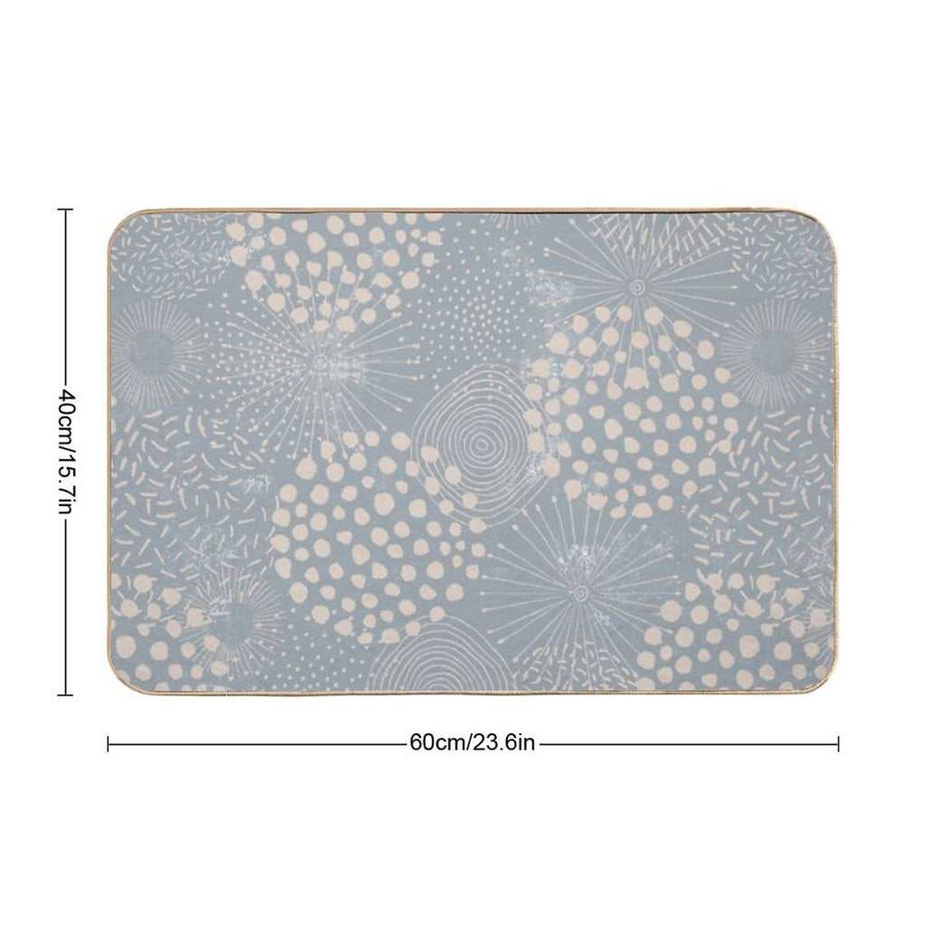 Blue  Abstract Geometric Repeat Pattern  Toxin-Free Bath Mat