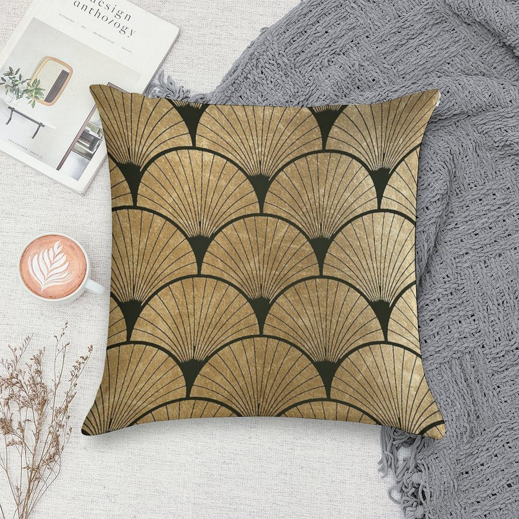 Art Deco Elegance - Golden Fan Soft Decorative Cover Throw Pillow