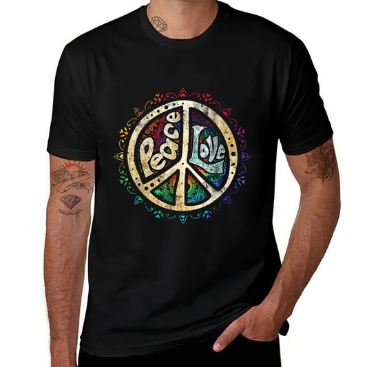 Vintage Groovy Hippie Gifts Retro Psychedelic Peace Sign Hip Funky Radical Unisex Adult Classic Fit - Black - Small  Cotton T-Shirt