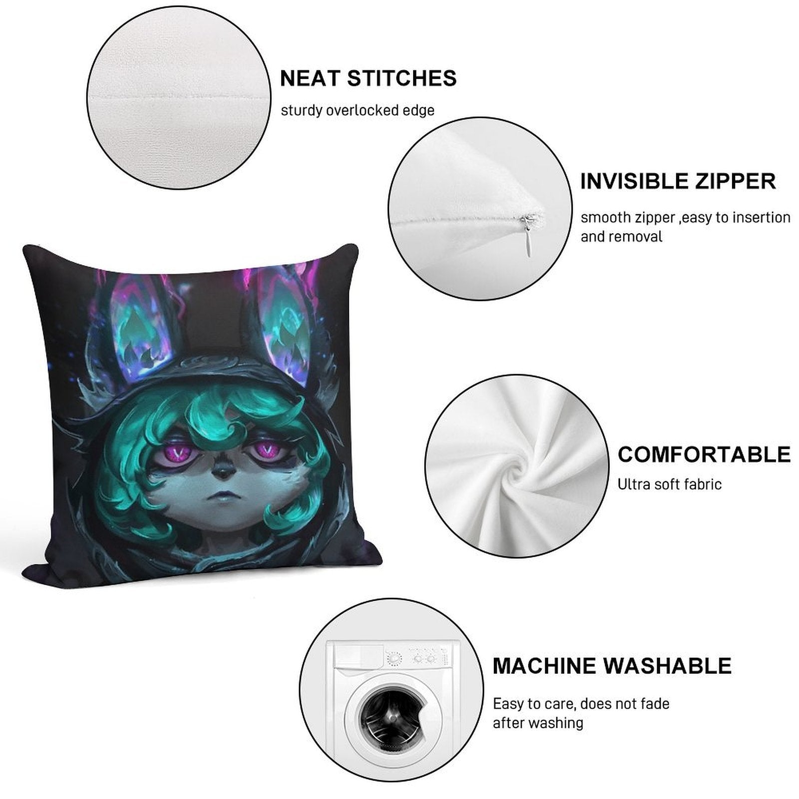 Vex Soft Hidden Zipper Throw Pillow