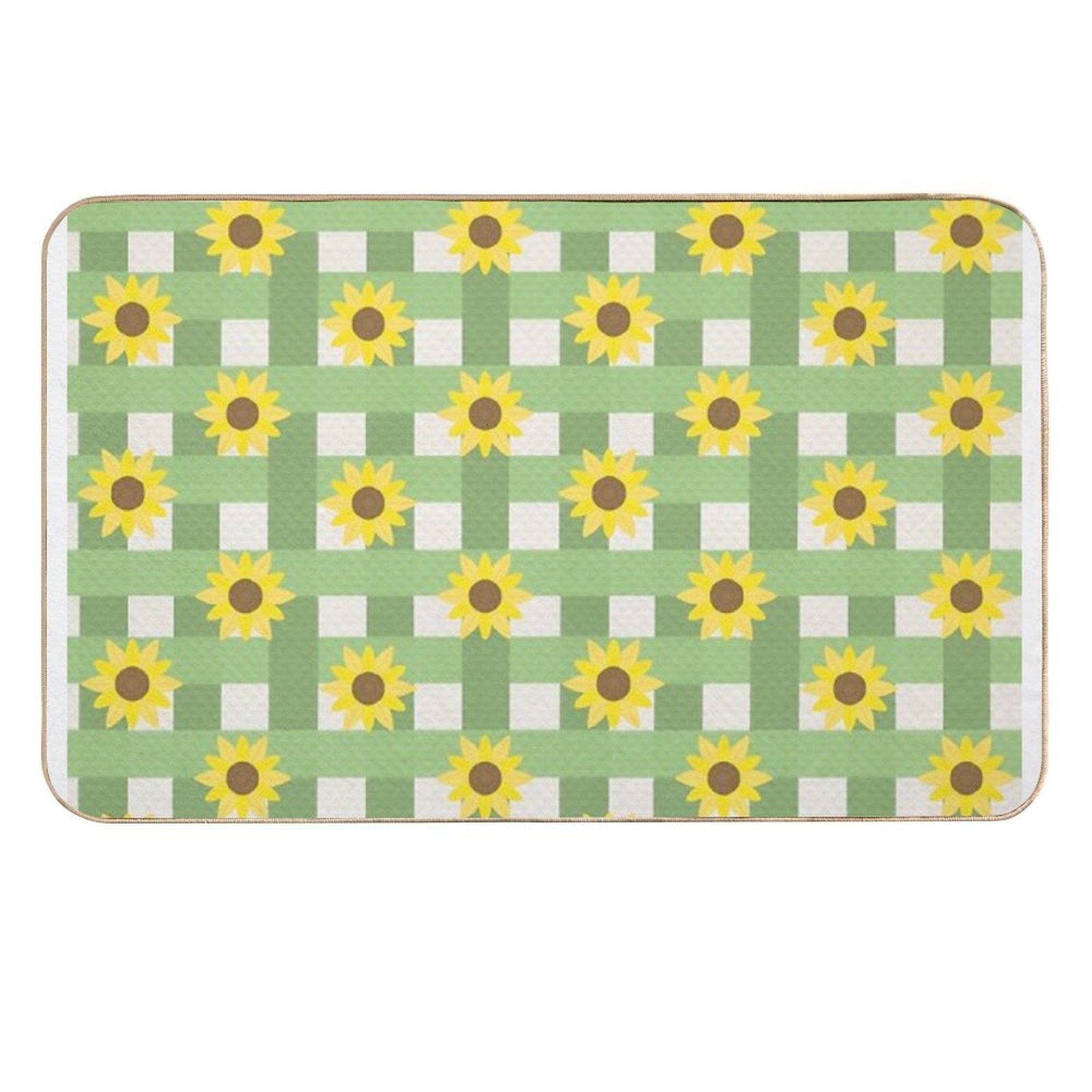 Sunflower Gingham Pattern Durable Bath Mat