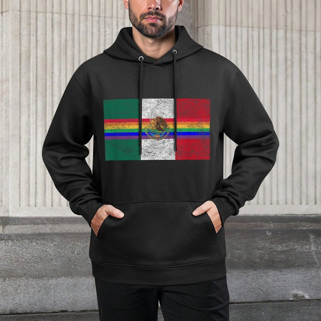 MEXICO LGBTQ GAY PRIDE DAY NATIONAL FLAG MEXICAN PARADE Machine Washable Hoodie