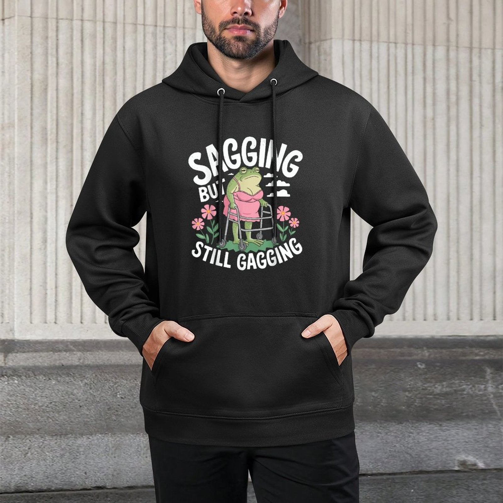 Funny Frog Meme Sagging But Still Gagging Shape Retention Hoodie
